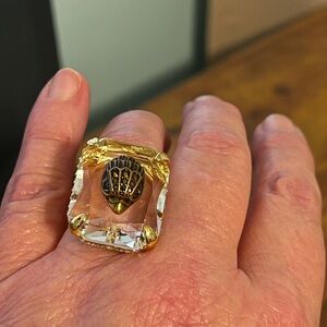 KURT GEIGER Gold and Clear Raven Statement Ring. NWT and original ring box